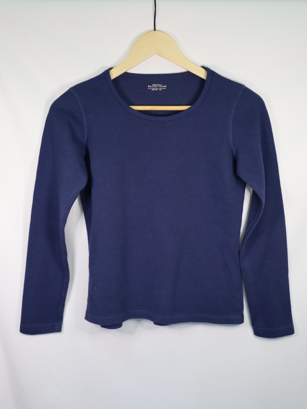 Northern Reflections Waffle Knit Long-Sleeve Top | Blue Size X-Small